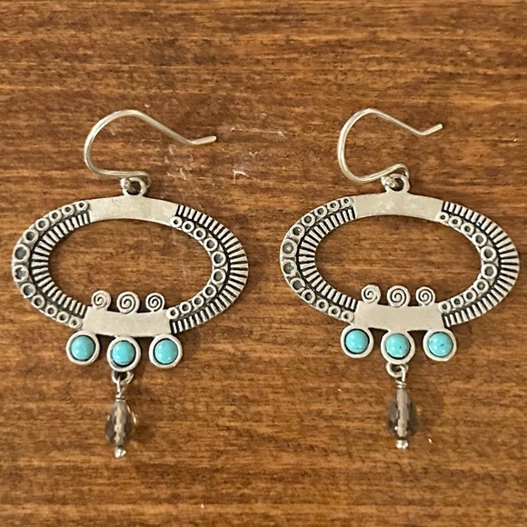 Silpada Silver and Turquoise & Smoky Quartz Earrings - Picture 4 of 5